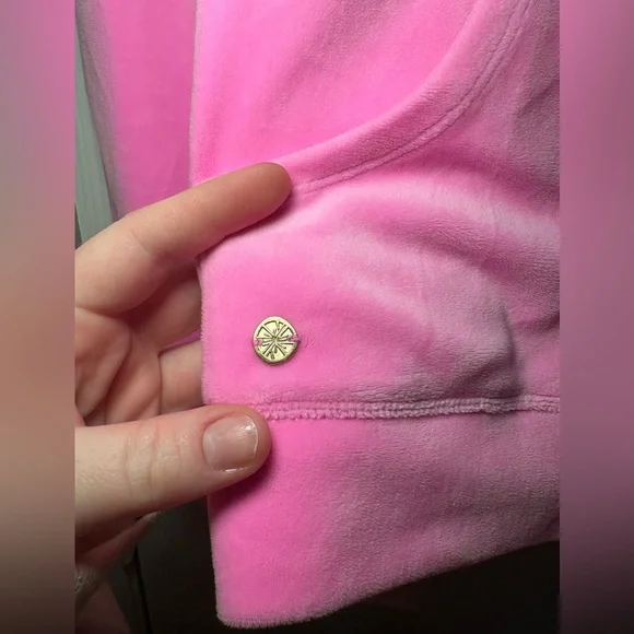 Lilly Pulitzer Larina Velour Zip Up Hoodie Lilac Rose Pink Size L - Picture 6 of 8